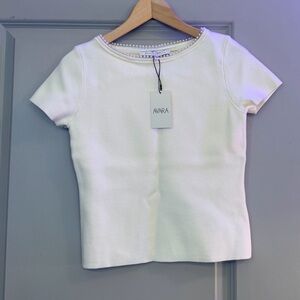 AVARA Ingrid White Embellished Top
